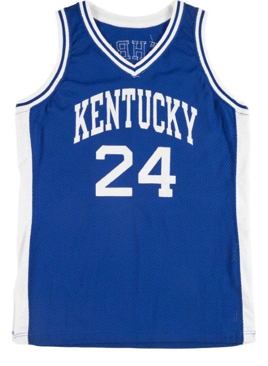 Jamal Mashburn Jersey #24 Kentucky College Basketball New Sewn Blue by My store basketball