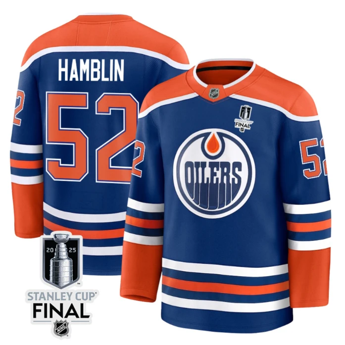 James Hamblin 52 Edmonton Oilers 2025 STANLEY CUP Final Patch Home Men Jersey Royal by Hockey David