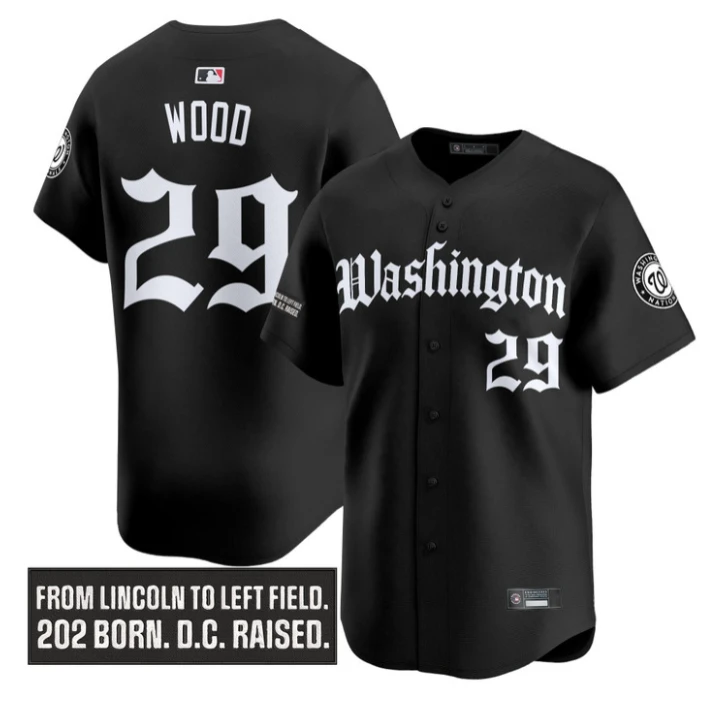 James Wood Jersey #29 Washington Nationals Gothic Capitol Edition Black by My Store