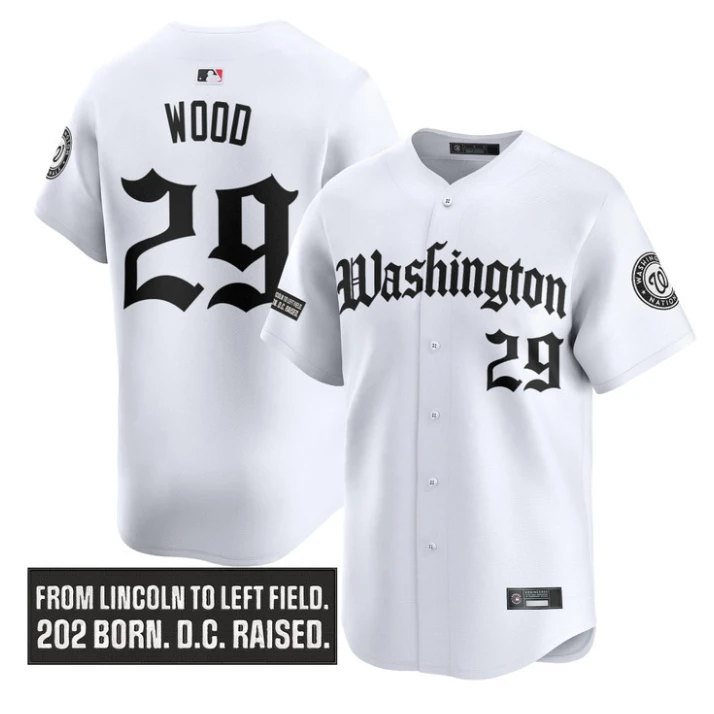 James Wood Jersey #29 Washington Nationals Gothic Capitol Edition White by My Store