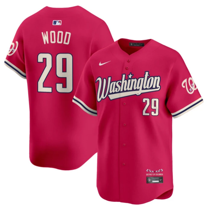James Wood Jersey #29 Washington Nationals Vapor Limited All Stitched Pink by My Store