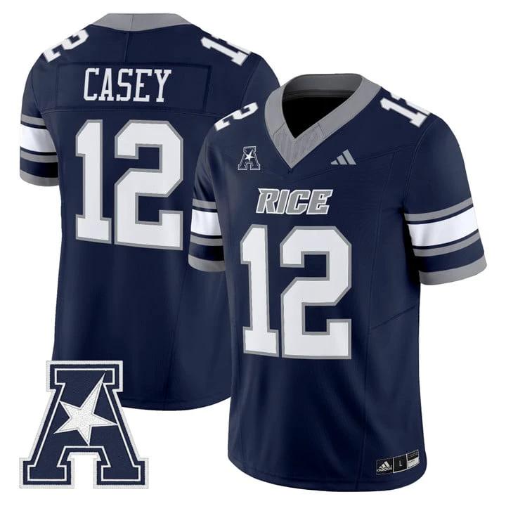 James Casey Jersey #12 Rice Owls 2025 Vapor Limited Stitched by My Store NCAA Football Jerseys