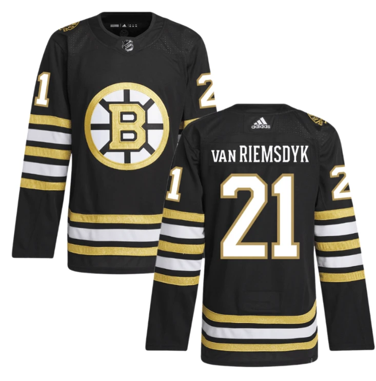 James van Riemsdyk 21 Boston Bruins 100th Anniversary Primegreen Home Men Jersey Black by Hockey David