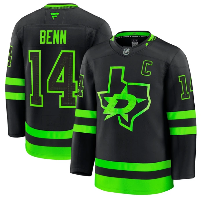 Jamie Benn Jersey #14 Dallas Stars Premium All Stitched Black by Hockey David