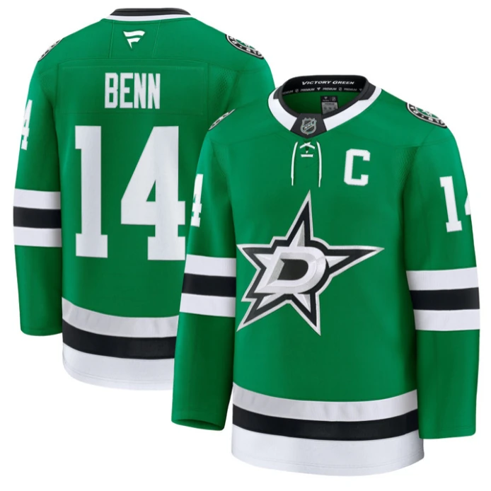 Jamie Benn Jersey #14 Dallas Stars Premium All Stitched Kelly Green by Hockey David