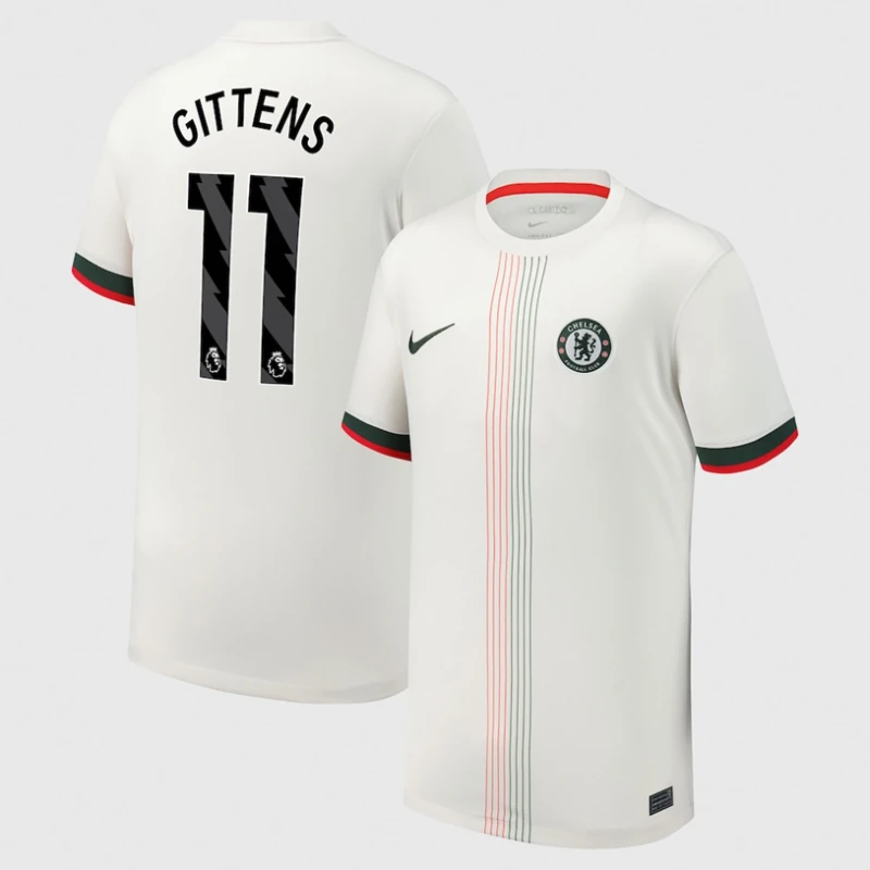 Jamie Gittens #11 Chelsea 2025-26 Away Match Jersey – White by Soccer Jersey