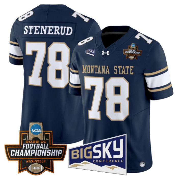 Jan Stenerud Jersey #78 Montana State Bobcats 2026 Football Championship Navy by My Store NCAA Football Jerseys