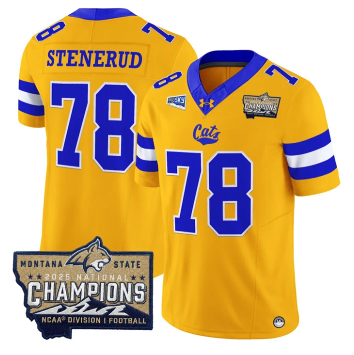Jan Stenerud Jersey #78 Montana State Bobcats 2025 National Champions Gold by My Store NCAA Football Jerseys