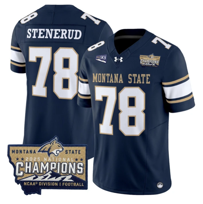 Jan Stenerud Jersey #78 Montana State Bobcats 2025 National Champions Gold by My Store NCAA Football Jerseys