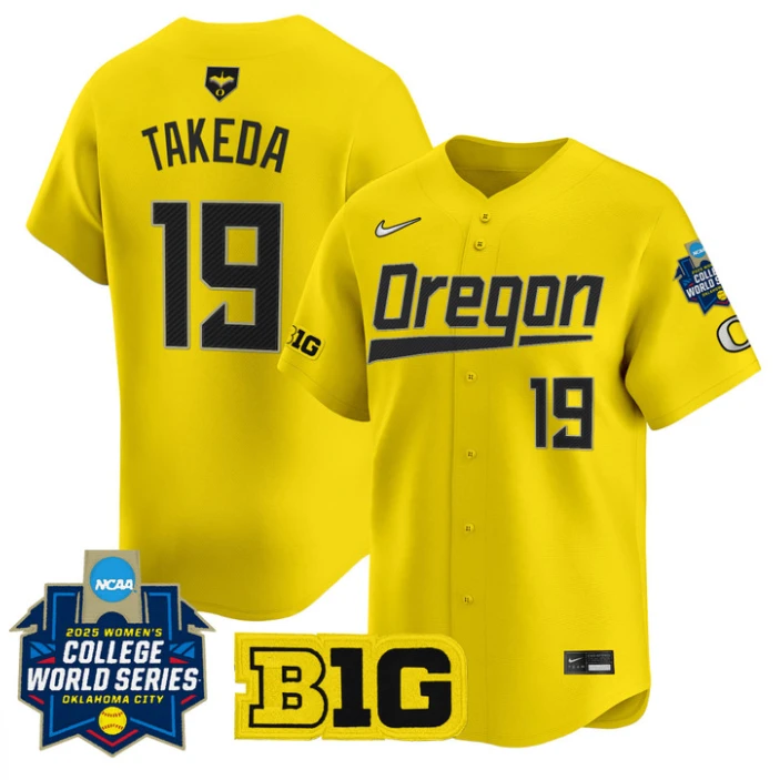 Janie Takeda Jersey #19 Oregon Ducks Softball 2025 World Series Stitched Yellow by My Store