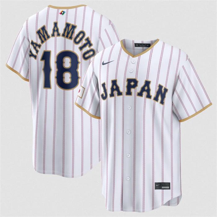 Japan Baseball #18 Yoshinobu Yamamoto Jersey White 2026 World Baseball Classic Home Stadium Stitched by My Store