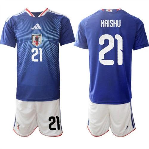 Japan #21 KAISHU Jersey National Team x World Cup 2026 Home Blue On Field Soccer by Soccer Jersey
