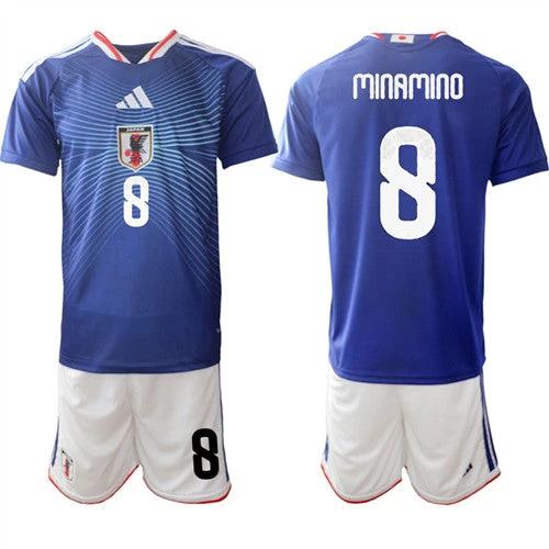 Japan #8 MINAMINO Jersey National Team x World Cup 2026 Home Blue On Field Soccer by Soccer Jersey
