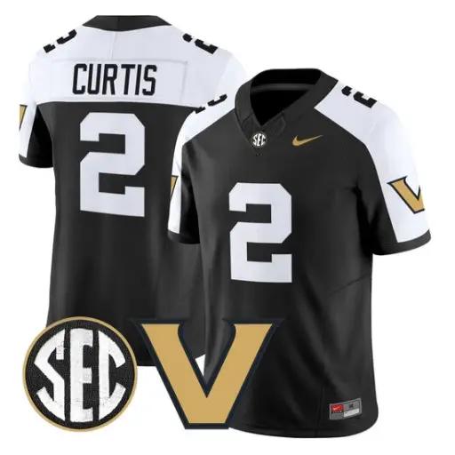 Jared Curtis Jersey #2 Vanderbilt Commodores 2026 Vapor V2 Stitched by My Store NCAA Football Jerseys