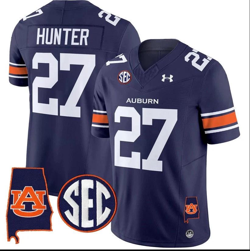 Jarquez Hunter Jersey #27 Auburn Tigers 2025 Alabama Patch Stitched by My Store NCAA Football Jerseys