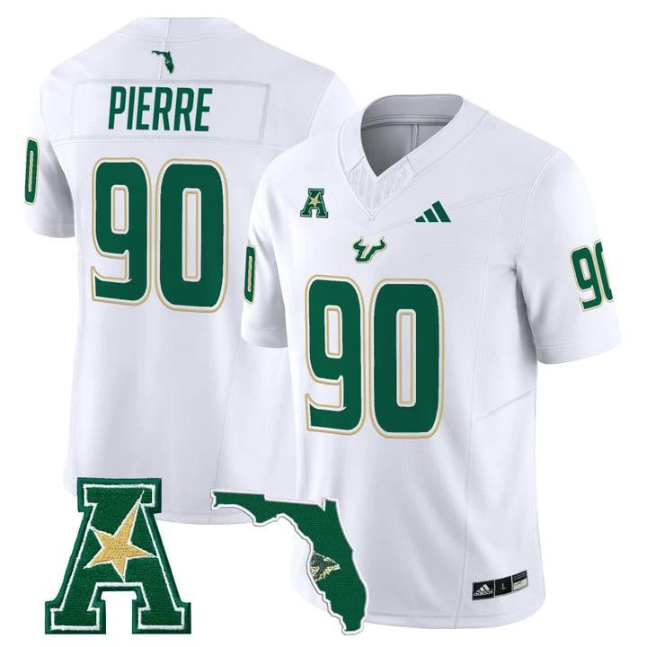 Jason Pierre Jersey #90 South Florida Bulls 2025 Limited Stitched White by My Store NCAA Football Jerseys