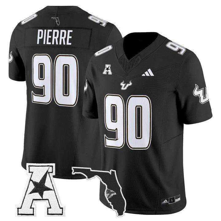 Jason Pierre Jersey #90 South Florida Bulls 2025 Limited Stitched Black by My Store NCAA Football Jerseys