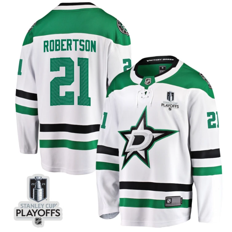 Jason Robertson 21 Dallas Stars 2024 NHL Playoffs Patch Away Breakaway Jersey - Men by Hockey David