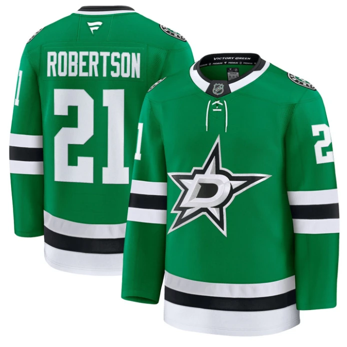 Jason Robertson Jersey #21 Dallas Stars Premium All Stitched Kelly Green by Hockey David