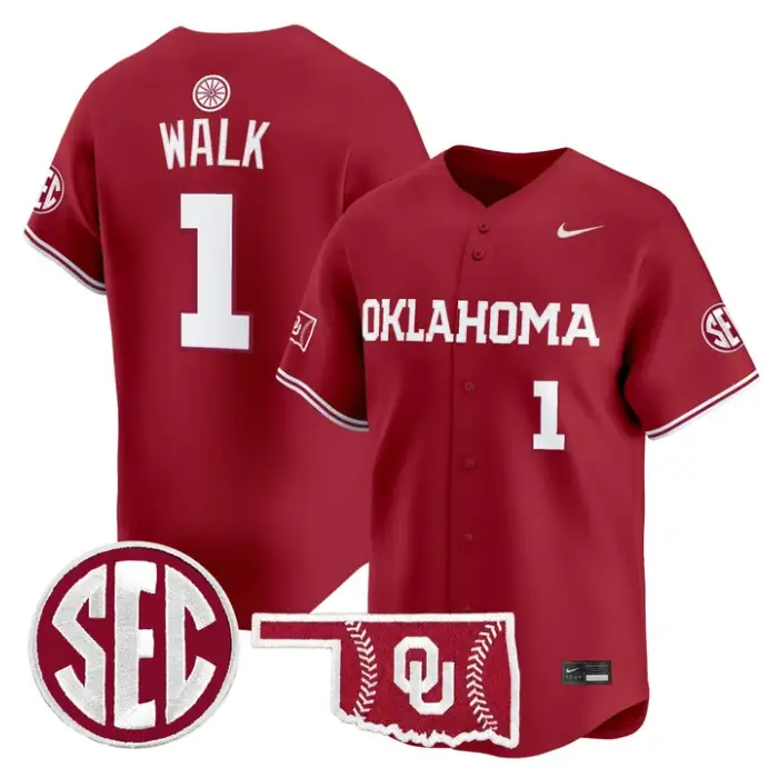 Jason Walk Jersey #1 Oklahoma Sooners Baseball 2026 Vapor Stitched by My Store