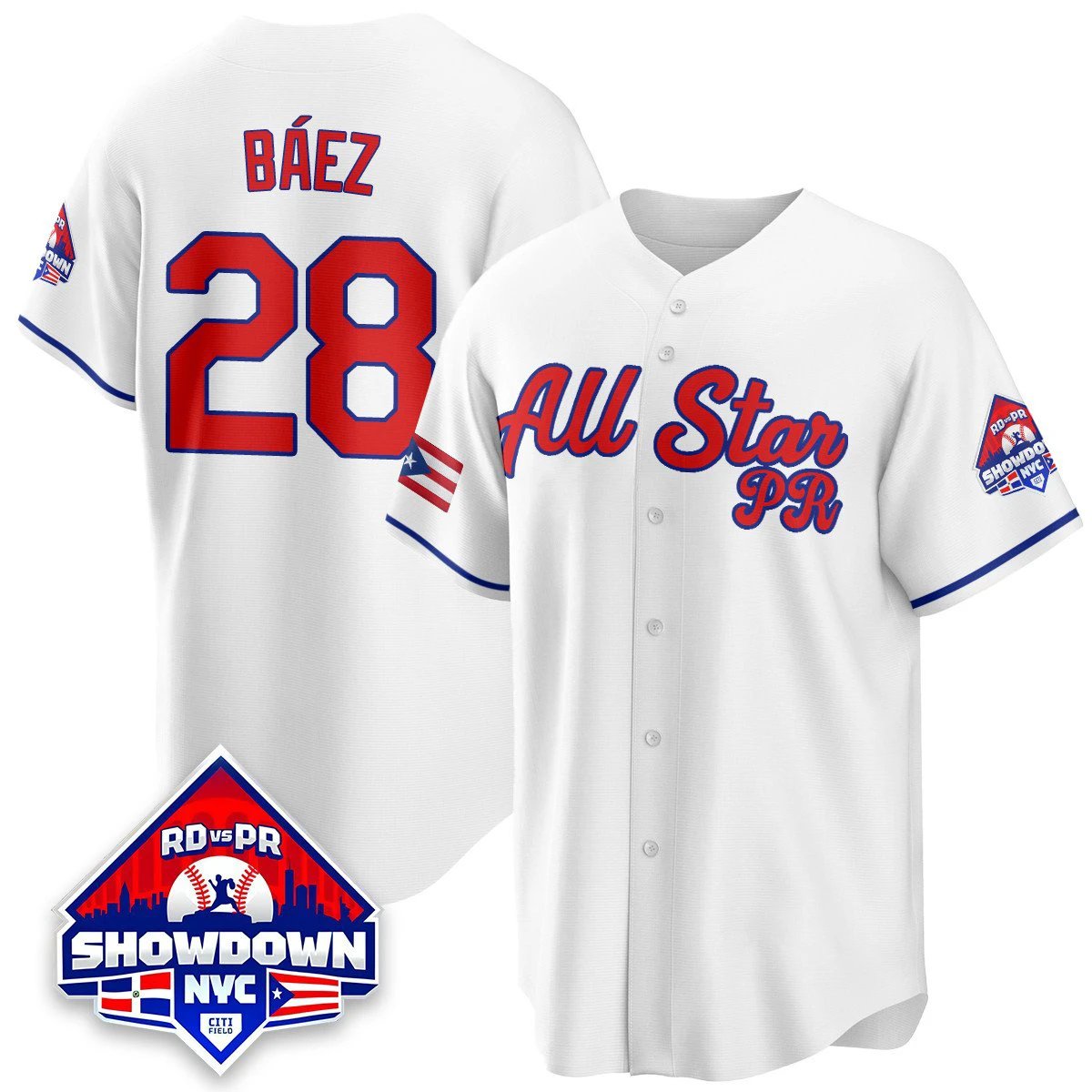 Javier Báez Jersey #28 Puerto Rican Baseball All-Star 2025 Stitched White by My Store