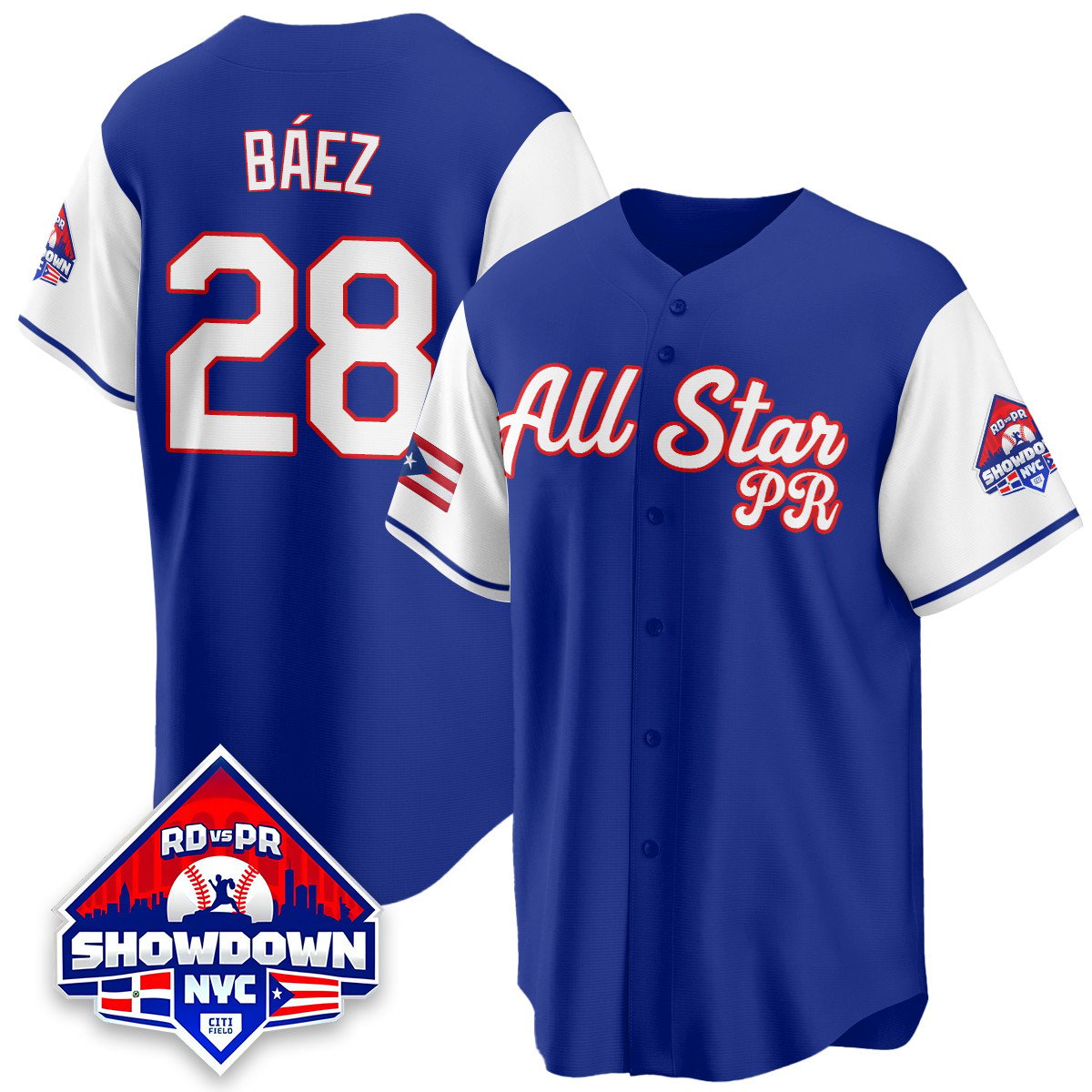 Javier Báez Jersey #28 Puerto Rican Baseball All-Star 2025 Stitched White Sleeves by My Store