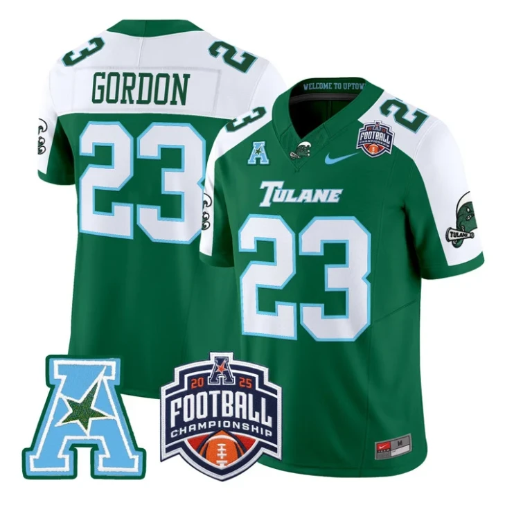 Javin Gordon Jersey #23 Tulane Green Wave 2025 AAC Championship Stitched by My Store NCAA Football Jerseys