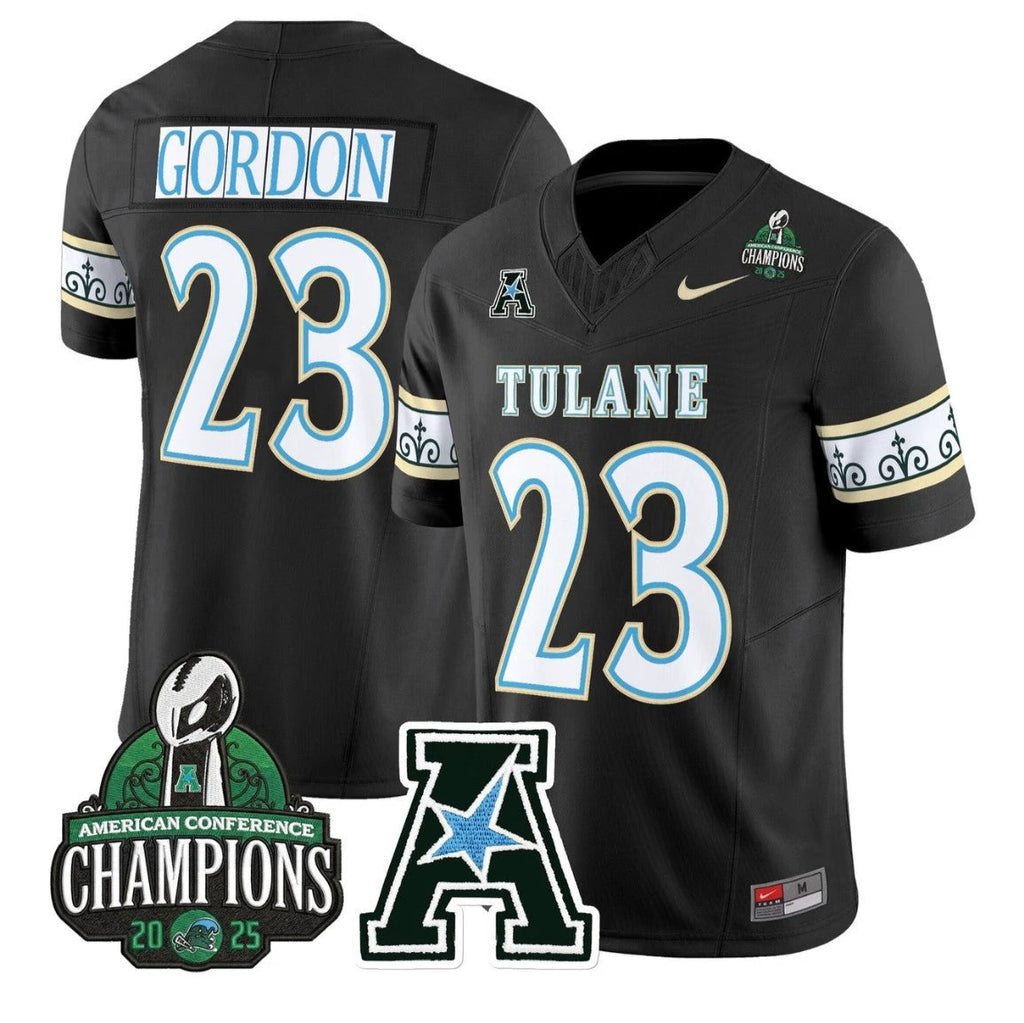 Javin Gordon Jersey #23 Tulane Green Wave City Edition 2025 AAC Champions by My Store NCAA Football Jerseys