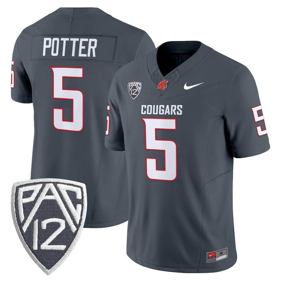 Jaxon Potter Jersey #5 Washington State Cougars 2025 V2 Vapor Limited Stitched by My Store NCAA Football Jerseys