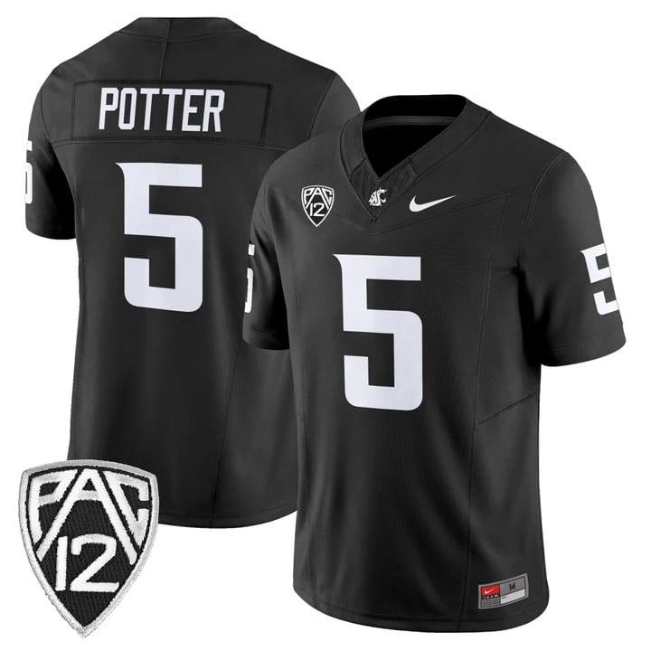 Jaxon Potter Jersey #5 Washington State Cougars 2025 Vapor Limited Stitched by My Store NCAA Football Jerseys