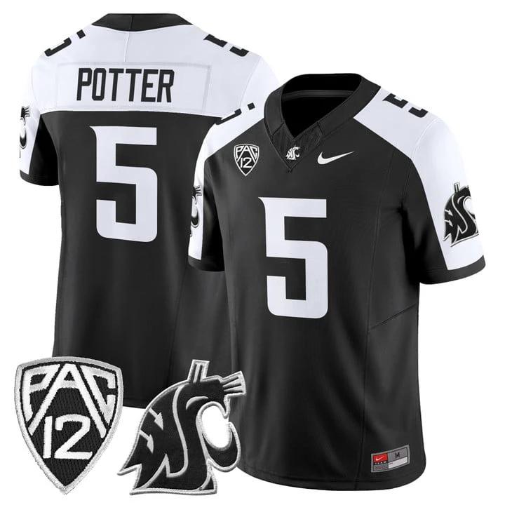 Jaxon Potter Jersey #5 Washington State Cougars 2025 Vapor Limited Stitched by My Store NCAA Football Jerseys