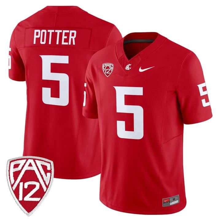 Jaxon Potter Jersey #5 Washington State Cougars 2025 Vapor Limited Stitched by My Store NCAA Football Jerseys