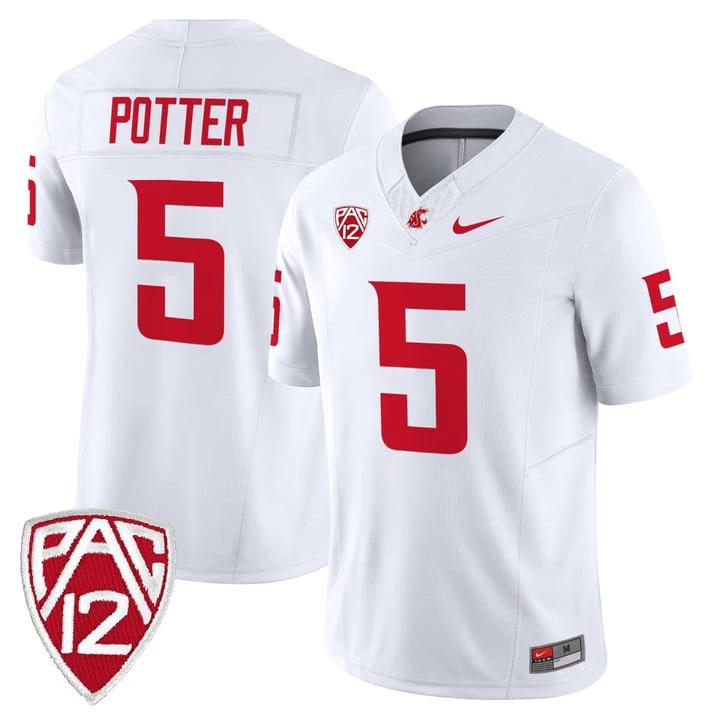 Jaxon Potter Jersey #5 Washington State Cougars 2025 Vapor Limited Stitched by My Store NCAA Football Jerseys
