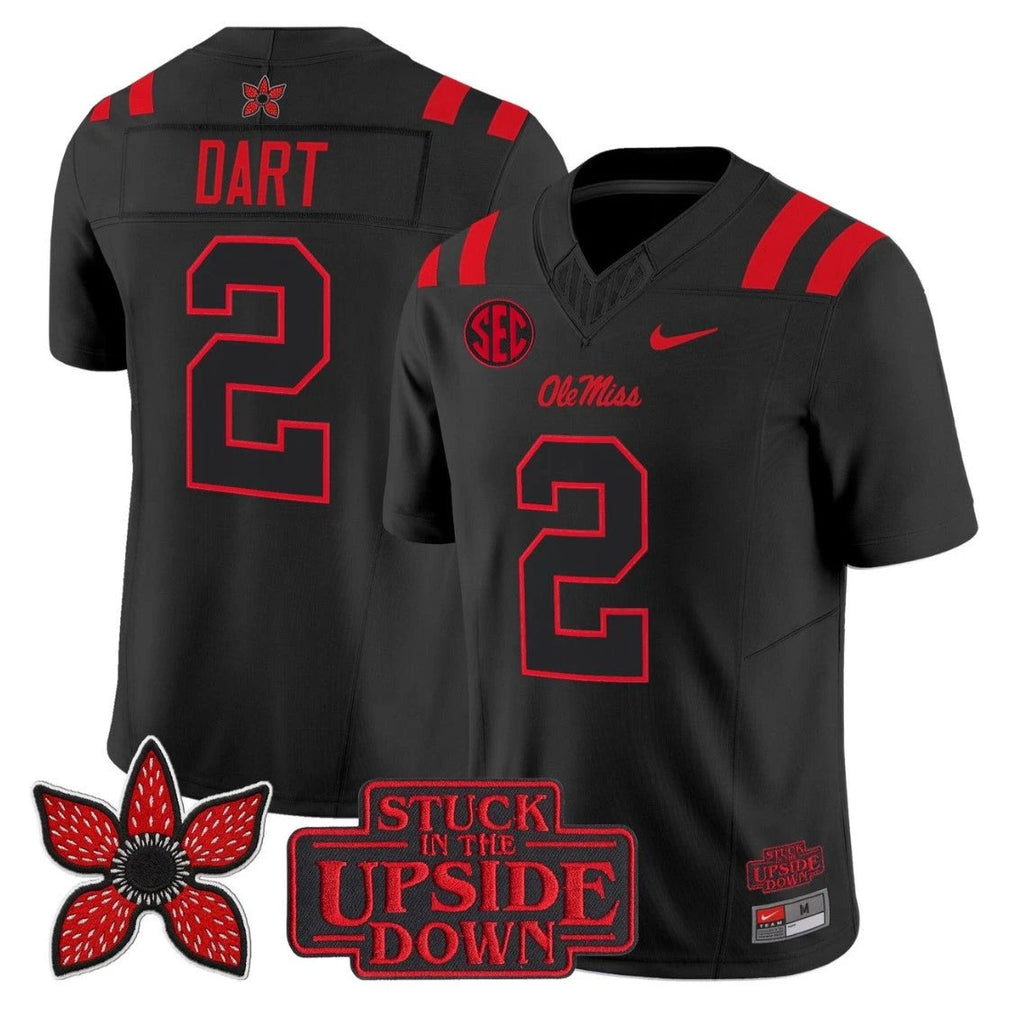 Jaxson Dart Jersey #2 Ole Miss Rebels Stranger Things Edition Limited Stitched by My Store NCAA Football Jerseys