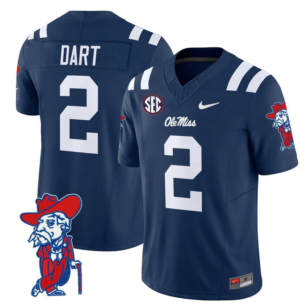 Jaxson Dart Jersey #2 Ole Miss Rebels 2025 Limited V2 Stitched Navy by My Store