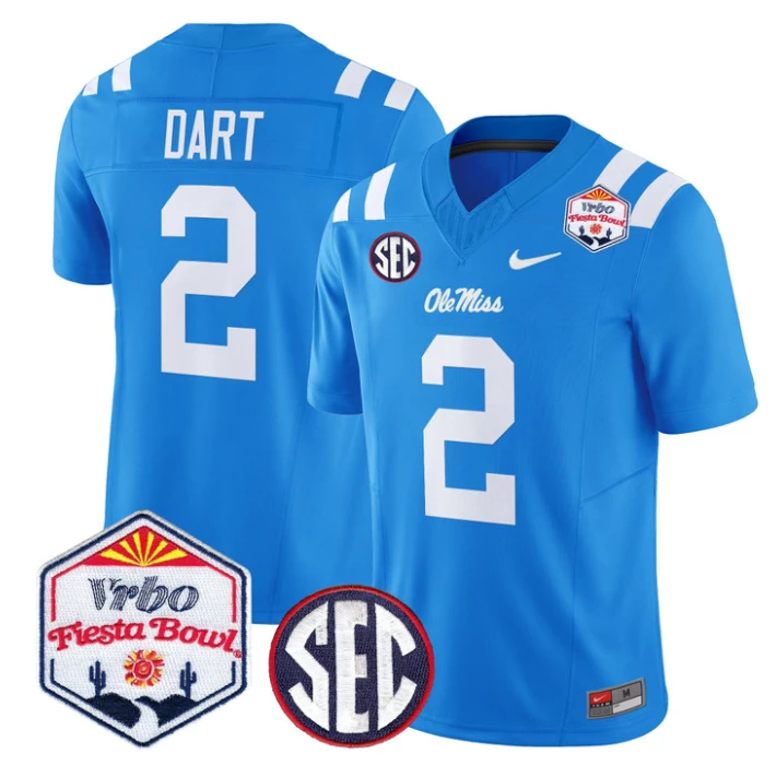 Jaxson Dart Jersey #2 Ole Miss Rebels 2026 Fiesta Bow Vapor Stitched by My Store NCAA Football Jerseys