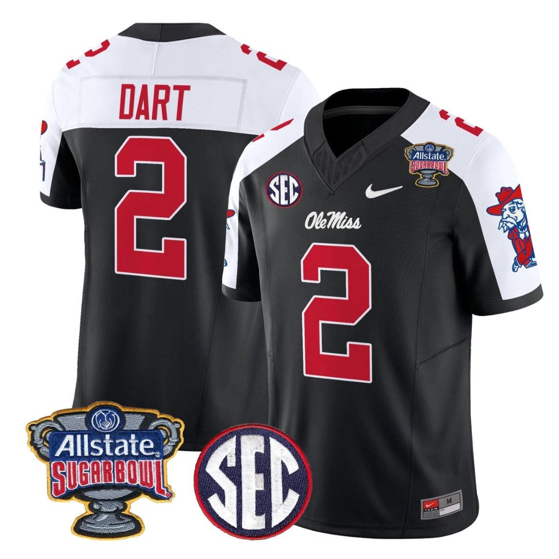 Jaxson Dart Jersey #2 Ole Miss Rebels 2026 Sugar Bowl Patch Stitched by My Store NCAA Football Jerseys