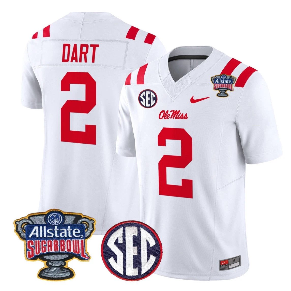 Jaxson Dart Jersey #2 Ole Miss Rebels 2026 Sugar Bowl Patch Stitched by My Store NCAA Football Jerseys