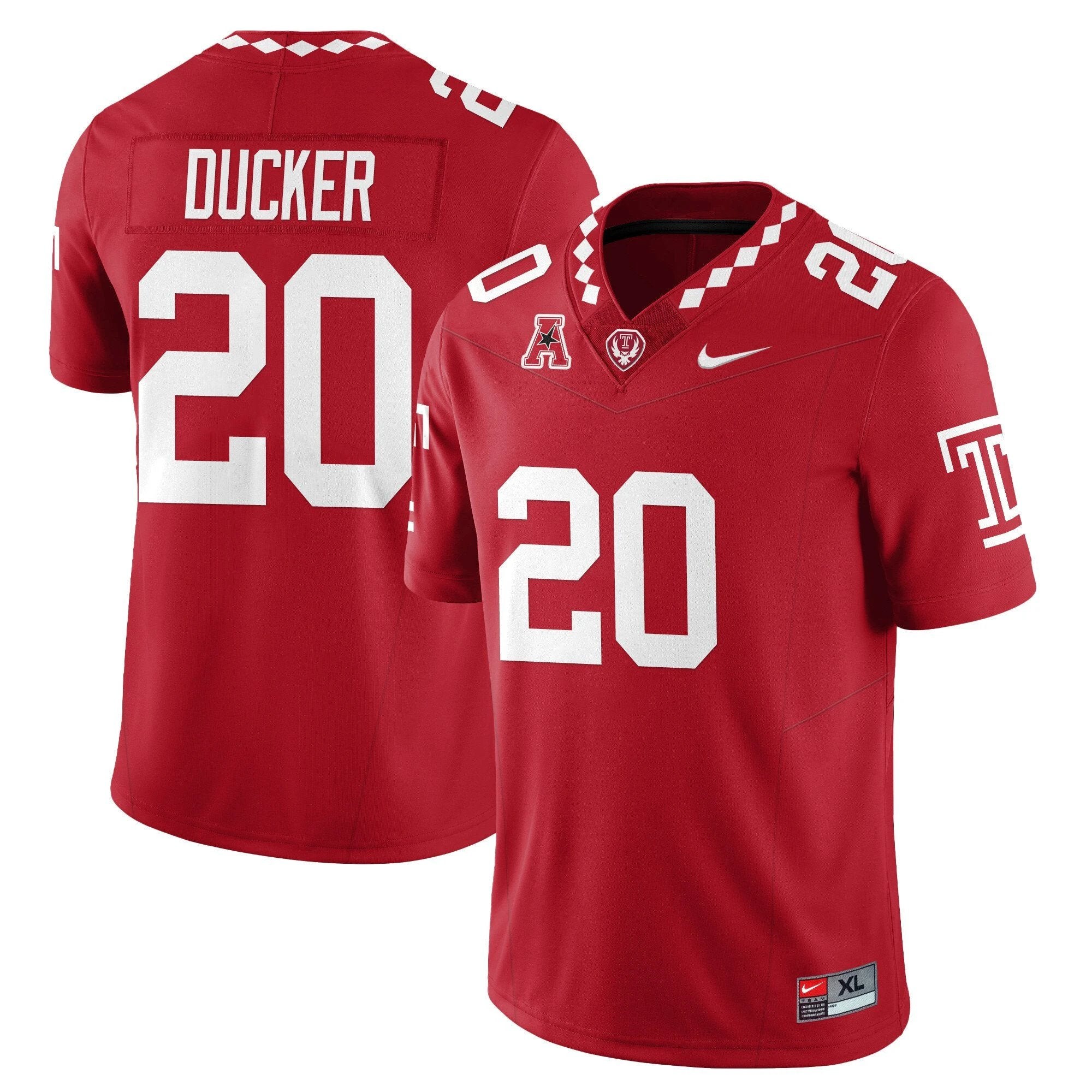 Jay Ducker Jersey #20 Temple Football 2025 Vapor Limited Stitched Red by NCAA Football Jersey