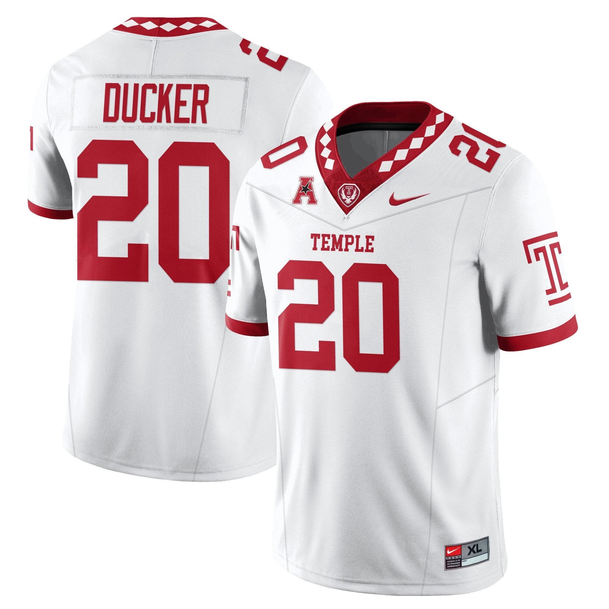 Jay Ducker Jersey #20 Temple Football 2025 Vapor Limited Stitched by My Store NCAA Football Jerseys