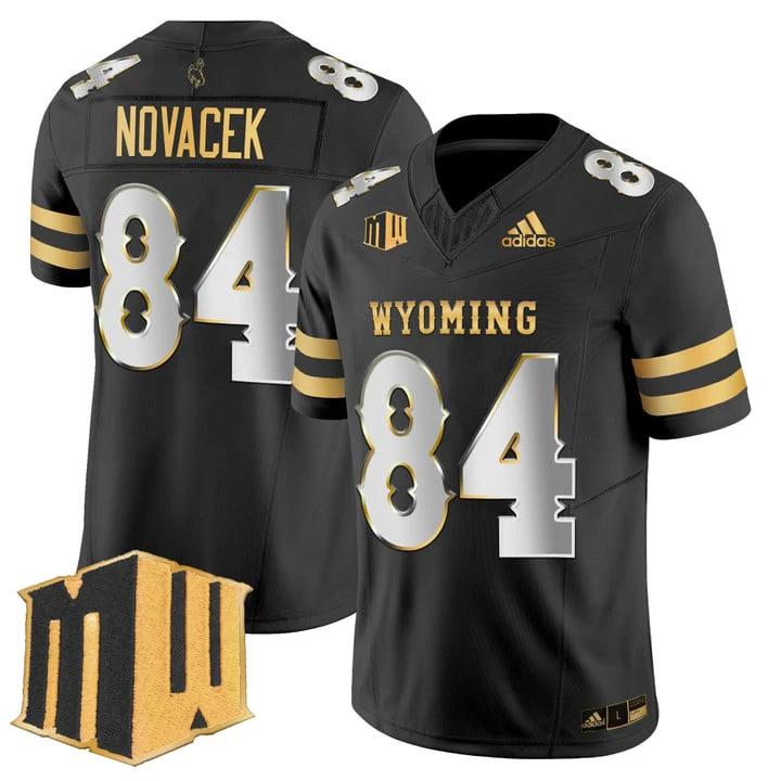 Jay Novacek Jersey #84 Wyoming Cowboys 2025 Gold Vapor Stitched by My Store NCAA Football Jerseys