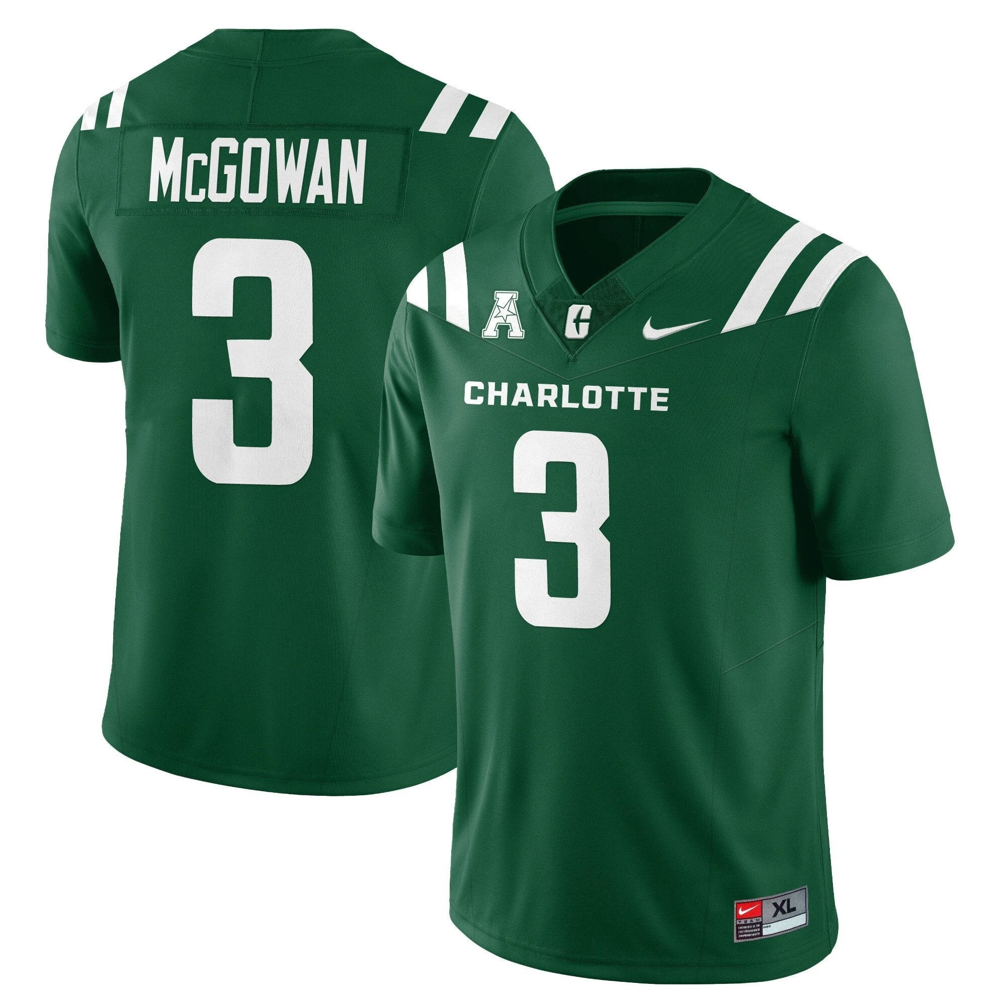 Jayden McGowan Jersey #3 Charlotte 49ers Football 2025 Limited Stitched Green by My Store