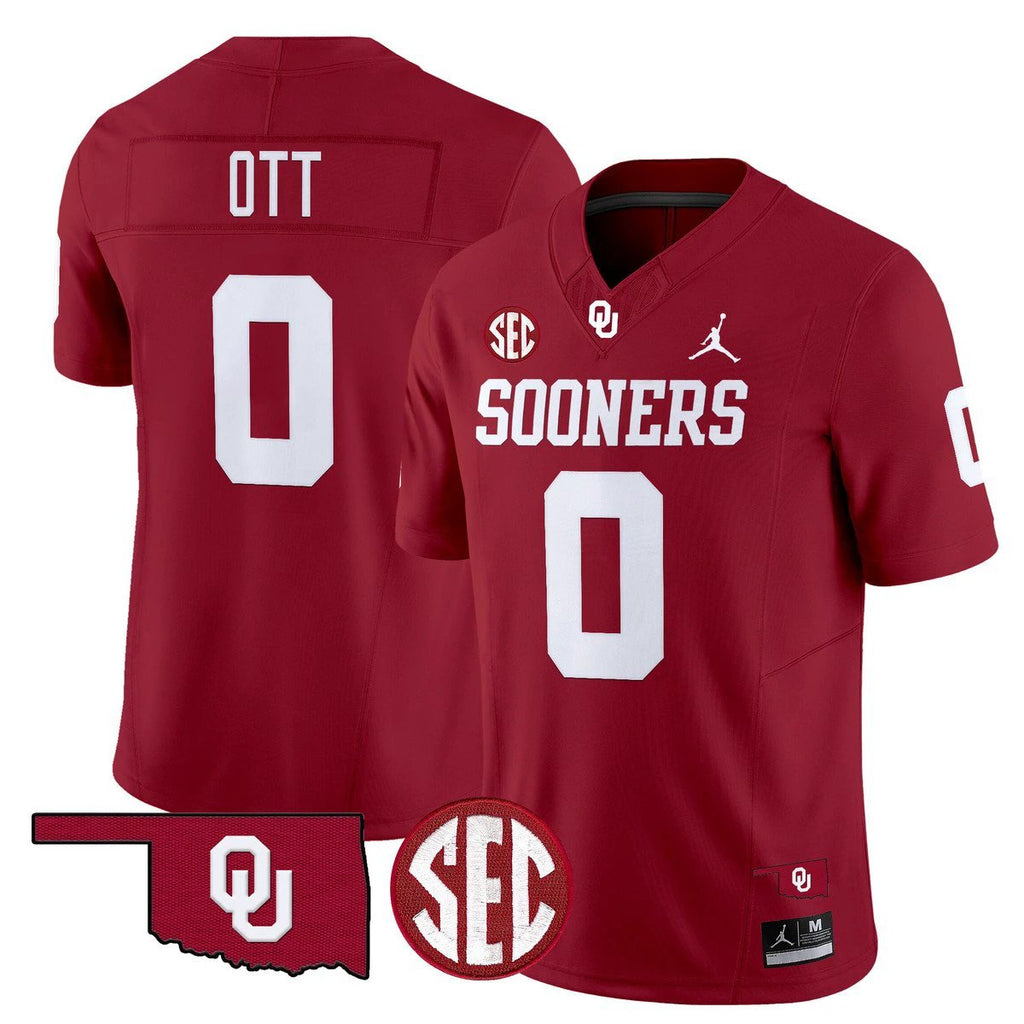 Jaydn Ott Jersey #0 Oklahoma Sooners 2025 Vapor Limited Stitched Crimson by My Store NCAA Football Jerseys