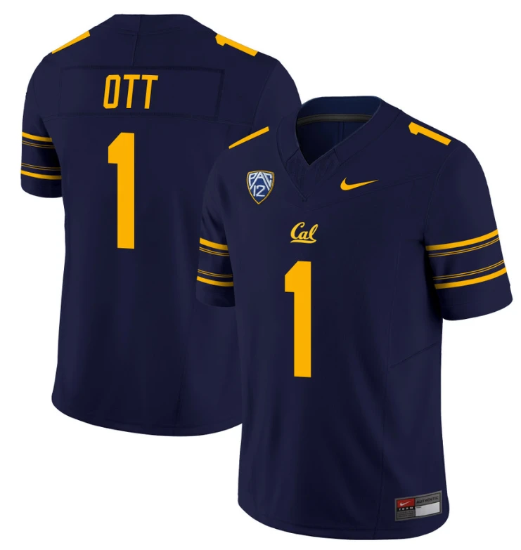 Jaydn Ott Jersey #1 California Golden Bears Vapor Limited Stitched Navy by NCAA Football Jersey