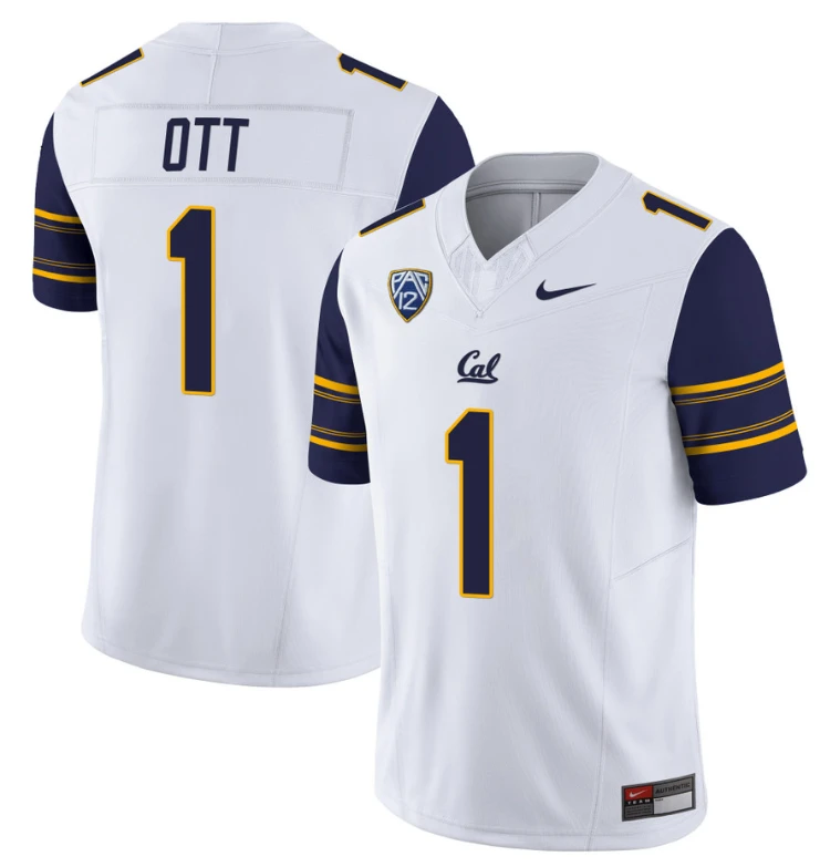 Jaydn Ott Jersey #1 California Golden Bears Vapor Limited Stitched White by NCAA Football Jersey