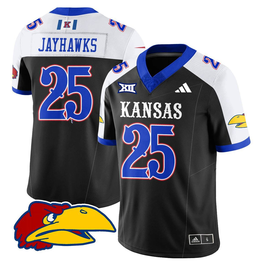 Jayhawks Jersey #25 Kansas Jayhawks Football 2025 Limited Stitched Black Alter by My Store NCAA Football Jerseys