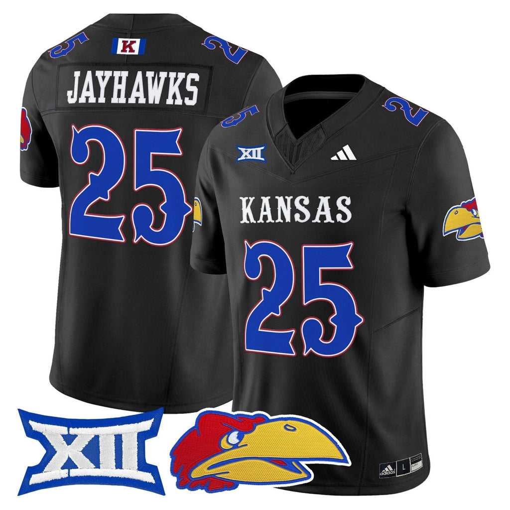 Jayhawks Jersey #25 Kansas Jayhawks 2025 Vapor Limited Stitched Black by My Store NCAA Football Jerseys