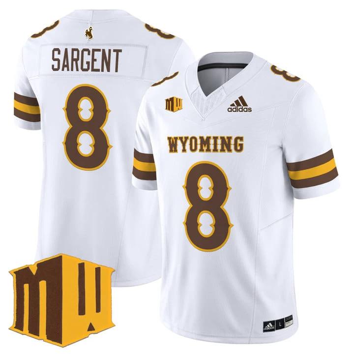 Jaylen Sargent Jersey #8 Wyoming Cowboys 2025 Vapor Limited Stitched White by My Store NCAA Football Jerseys