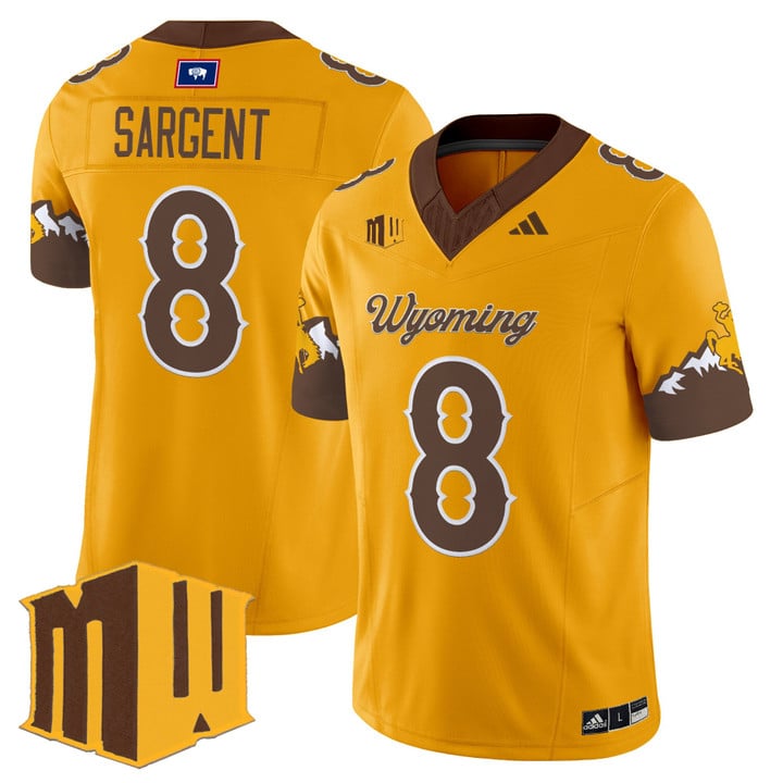 Jaylen Sargent Jersey #8 Wyoming Cowboys 2025 Vapor Limited Stitched Gold Limited by NCAA Football Jersey
