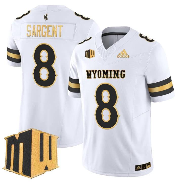 Jaylen Sargent Jersey #8 Wyoming Cowboys 2025 Gold Vapor Stitched by My Store NCAA Football Jerseys